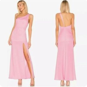 NBD pink one shoulder formal maxi dress